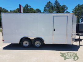 South Georgia Cargo 8.5x16 TA Trailer - White, Barn Doors, Side Door
