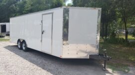 Freedom Trailers 8.5x22 TA Trailer - White, Ramp, Side Door, D-Rings