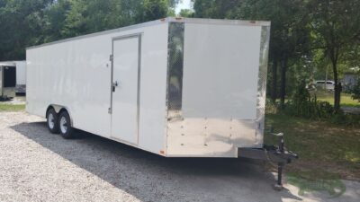 Freedom Trailers 8.5x22 TA Trailer - White, Ramp, Side Door, D-Rings