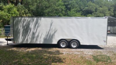 Freedom Trailers 8.5x24 TA Trailer - White, Ramp, Side Door, 5K Axles, D-Rings - Image 3