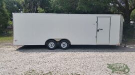 Freedom Trailers 8.5x24 TA Trailer - White, Ramp, Side Door, 5K Axles, D-Rings