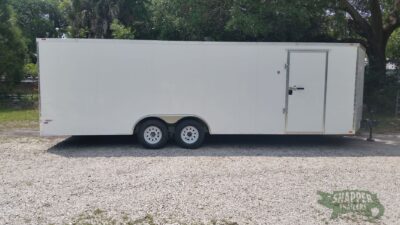 Freedom Trailers 8.5x24 TA Trailer - White, Ramp, Side Door, 5K Axles, D-Rings