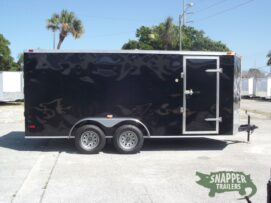 Freedom Trailers 7x16 TA Trailer - Black, Ramp, Side Door, Extra Height