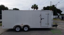 Freedom Trailers 7x18 TA Trailer - White, Ramp, Side Door, Extra Height