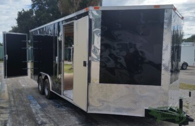 Freedom Trailers 8.5x20 TA Trailer - Black, Double Barn Doors, Side Door, D-Rings - Image 12