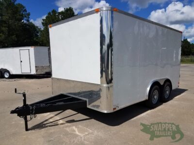Quality Cargo 8.5x14 TA Trailer - White, Double Barn Doors, Side Door, Flat Front, Extended Tongue, Electrical Package, Interior Lining - Image 2