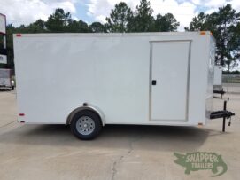 Quality Cargo 7x14 SA Trailer - White, Ramp, Side Door, Brakes, Extra Height