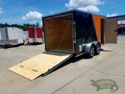 Quality Cargo 7x14 TA Trailer - Orange and Black, Ramp, Side Door, Extra Height, Side Vents and Mag Wheels - Image 8