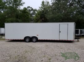 Quality Cargo 8.5x28 TA Trailer - White, Ramp, Side Door, D-Rings, 5K Axles