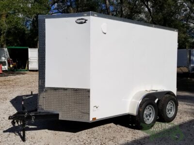 Quality Cargo 6x10 TA Trailer - White, Double Barn Doors, Side Door, Extra Height, Bar Lock - Image 3