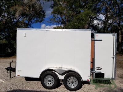 Quality Cargo 6x10 TA Trailer - White, Double Barn Doors, Side Door, Extra Height, Bar Lock - Image 4