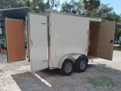 Quality Cargo 6x10 TA Trailer - White, Double Barn Doors, Side Door, Extra Height, Bar Lock - Image 10