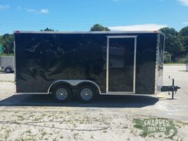 Quality Cargo 8.5x16 TA Trailer - Black, Ramp, Side Door, and D-Rings