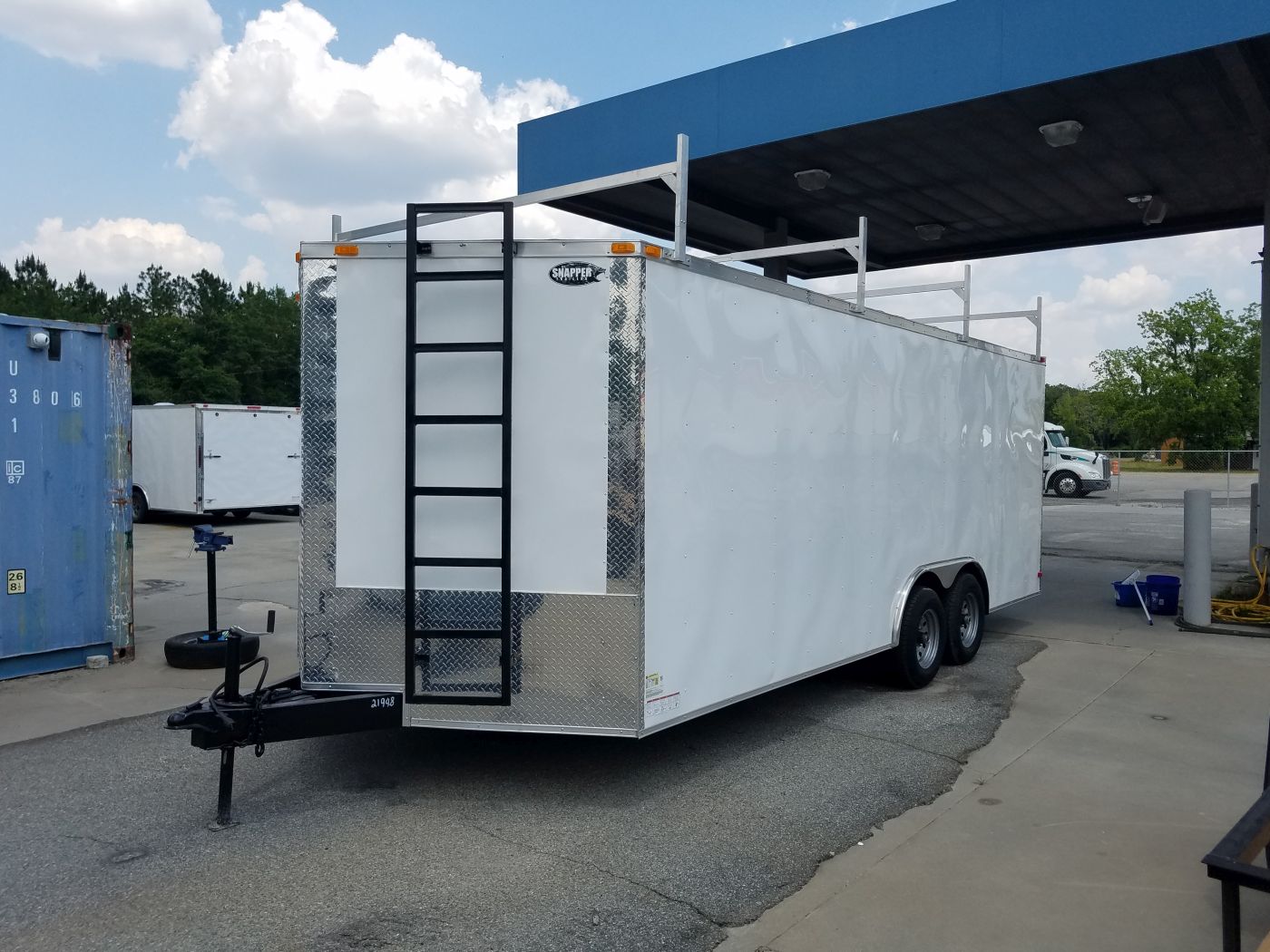 South Georgia Cargo 8.5x20 TA Trailer White Ramp Side Door 5K Axles Walk On Roof Ladder Racks