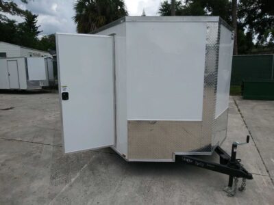 Quality Cargo 7x12 SA Trailer - White, Ramp, Side Door, Brakes, Extra Height - Image 2