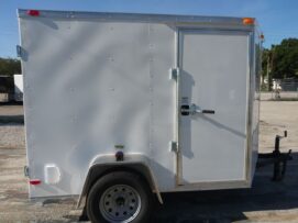 South Georgia Cargo 6x8 SA Trailer - White, Double Barn Doors, Side Door