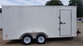 Freedom Trailers 7x16 TA Trailer - White, Ramp, Side Door, Extra Height