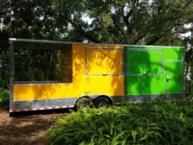 Freedom Trailers 8.5x28 TA Trailer - Lime GreenYellow, Side Door, 5K Axles, D-Rings, Porch, Extra Height, Electrical, Concession, Finished Interior, Much More