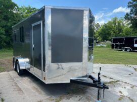 Douglas Trailers - 7x16TA2L Charcoal .080 Polycore, AC, 50-AMP Power Package, Insulated Walls & Ceiling, Windows, +12 Height
