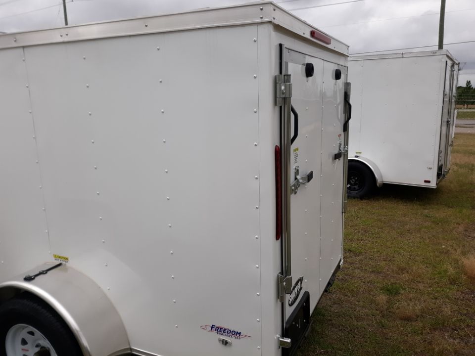 Freedom Trailers 5x10 SA Trailer - White, Barn Door - Image 3