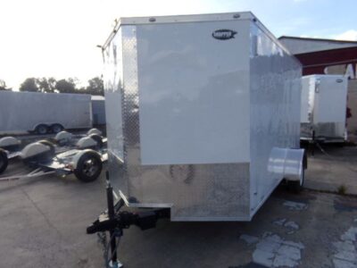 Freedom Trailers 7x12 SA Trailer - White, Double Barn Doors, Side Door, Brakes, Extra Height - Image 2