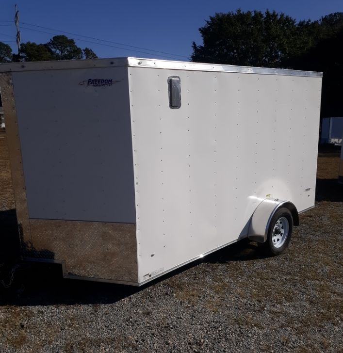 Freedom Trailers 7x12 SA Trailer - White, Ramp, Side Door, Brakes, Extra Height - Image 2
