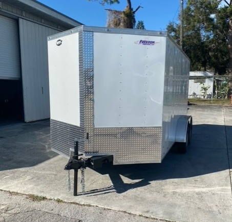 Freedom Trailers 7x14 TA Trailer - White, Double Doors, Side Door, Extra Height - Image 2