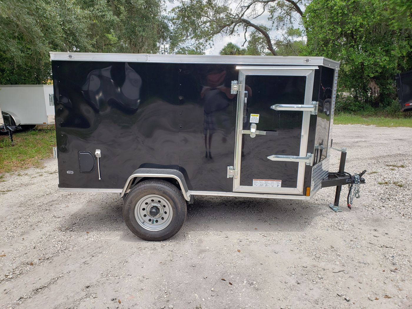 Diamond Cargo 4x8 SA Trailer - Black, Rear Single Door, Side Door