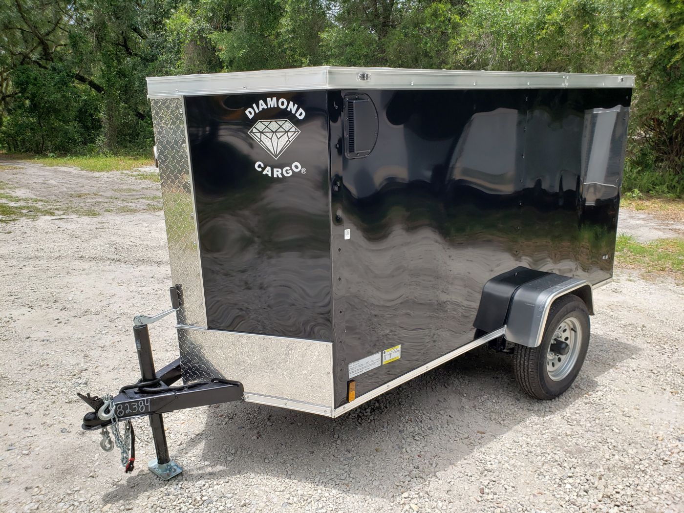 Diamond Cargo 4x8 SA Trailer - Black, Rear Single Door