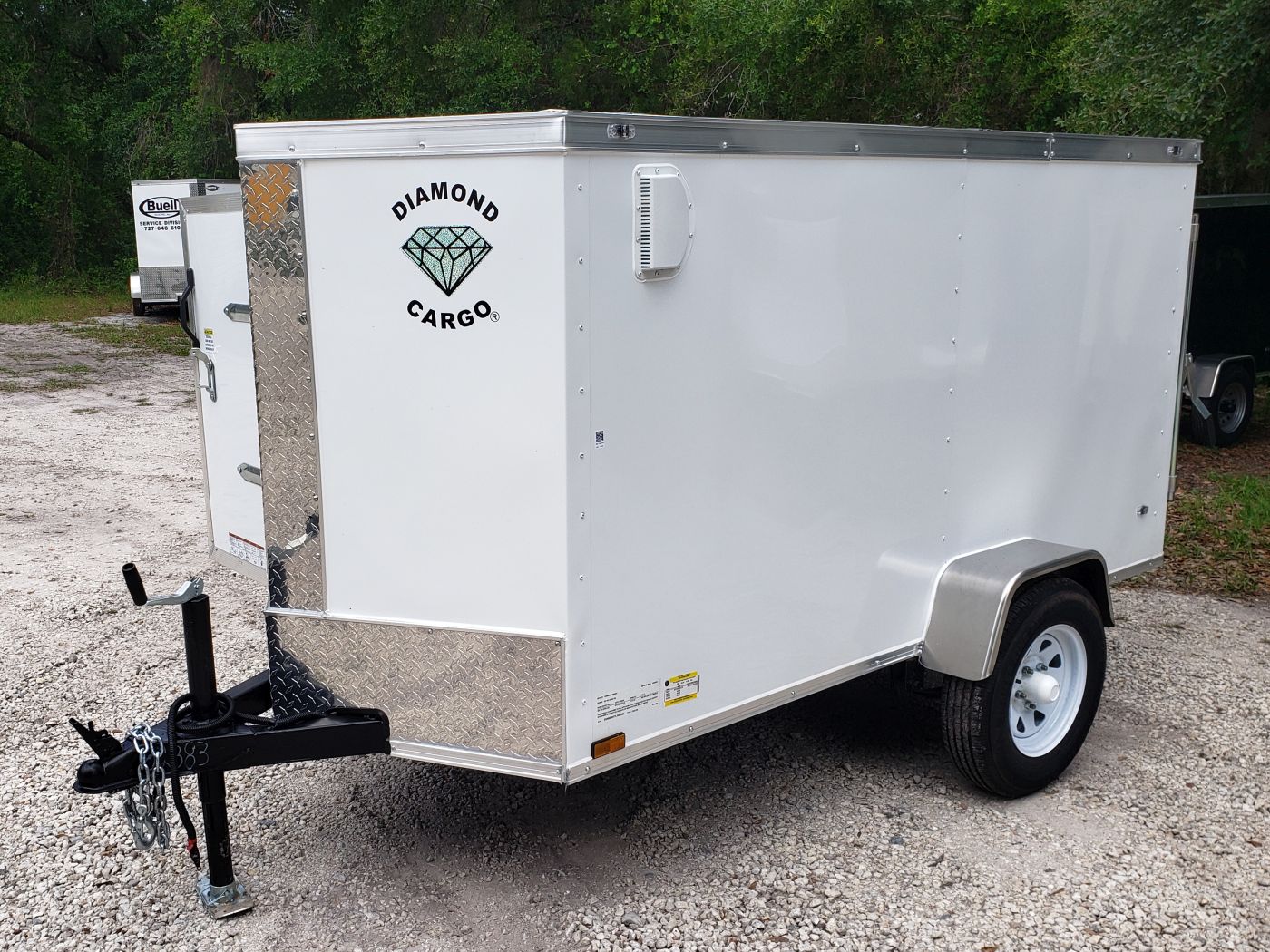 Diamond Cargo 4x8 SA Trailer - White, Rear Single Door, Side Door - Image 2