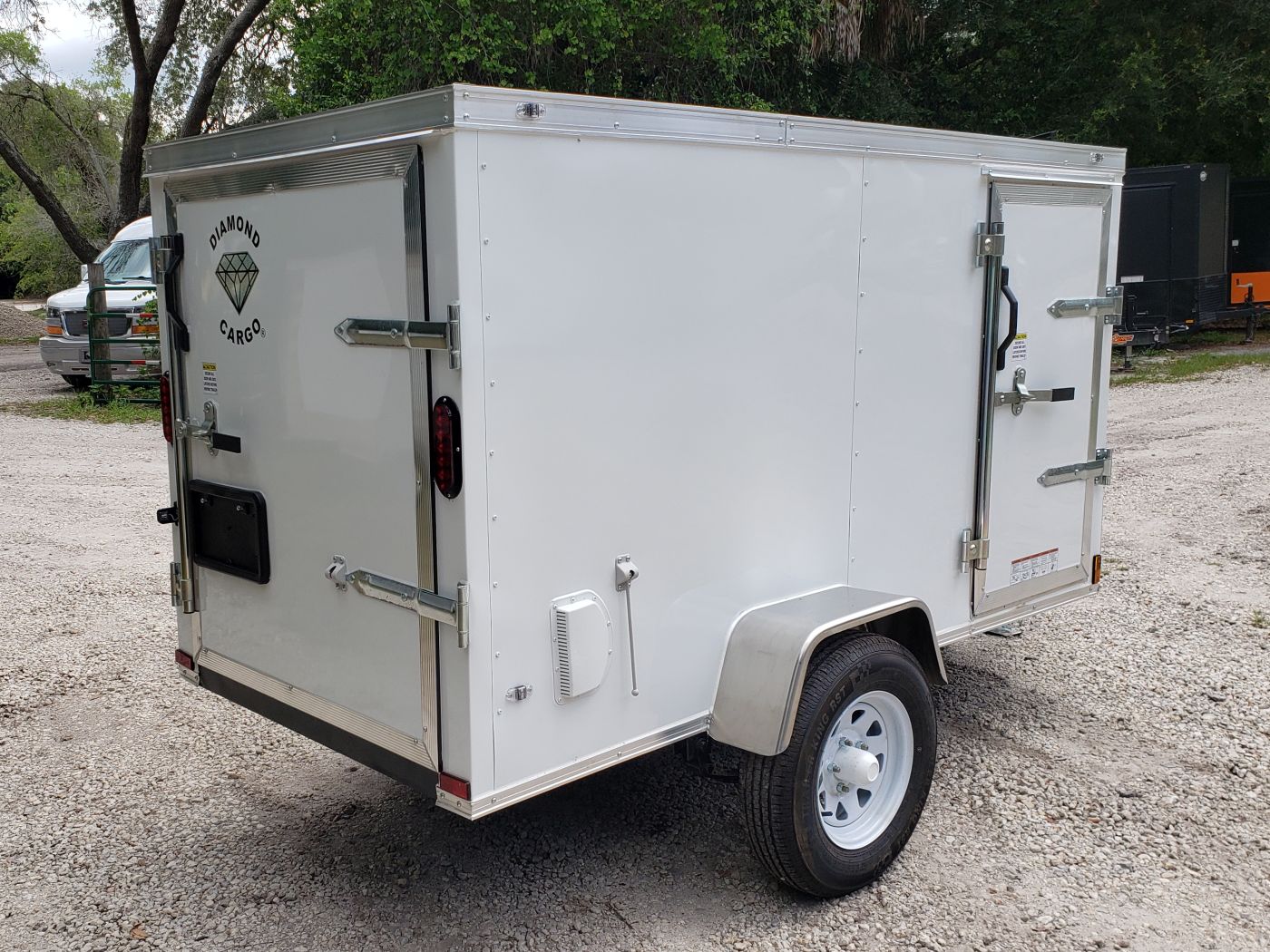 Diamond Cargo 4x8 SA Trailer - White, Rear Single Door, Side Door - Image 11