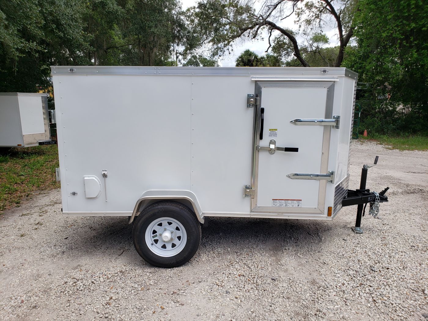 Diamond Cargo 4x8 SA Trailer - White, Rear Single Door, Side Door
