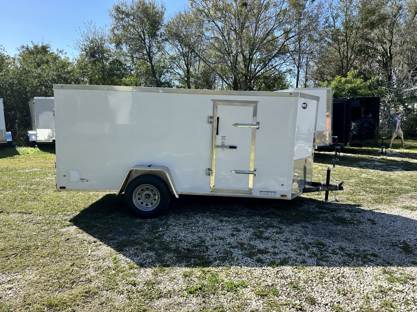 Diamond Cargo 5x12 SA Trailer - White, Ramp, Side Door