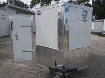 Diamond Cargo 5x8 SA Trailer - White, Rear Ramp, Side Door - Image 4