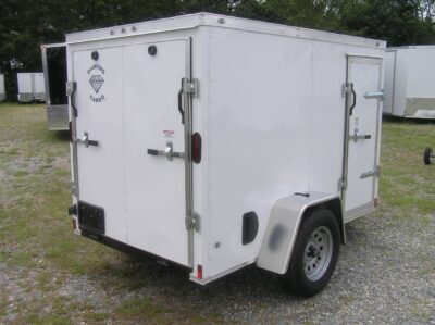 Diamond Cargo 5x8 SA Trailer - White, Rear Ramp, Side Door - Image 7