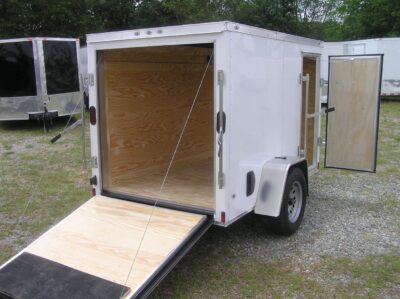Diamond Cargo 5x8 SA Trailer - White, Rear Ramp, Side Door - Image 8