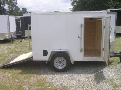 Diamond Cargo 5x8 SA Trailer - White, Rear Ramp, Side Door - Image 6