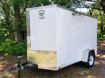 Diamond Cargo 6x10 SA Trailer - White, Barn Doors, Side Door, Extra Height - Image 3