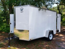 Alternative view of Diamond Cargo 6x10 SA Trailer - White, Barn Doors, Side Door, Extra Height
