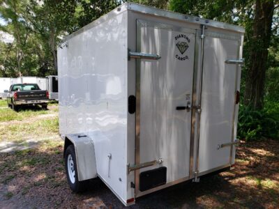 Diamond Cargo 6x10 SA Trailer - White, Barn Doors, Side Door, Extra Height - Image 7