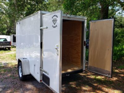Diamond Cargo 6x10 SA Trailer - White, Barn Doors, Side Door, Extra Height - Image 6