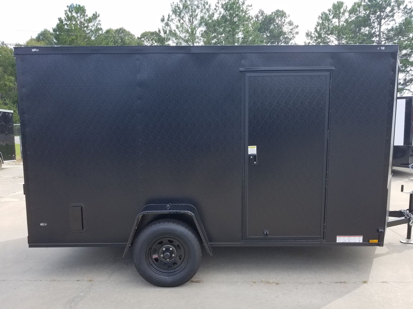 Diamond Cargo 6x12 SA Trailer - Embossed Black, Ramp, Side Door, Extra Height, Blackout