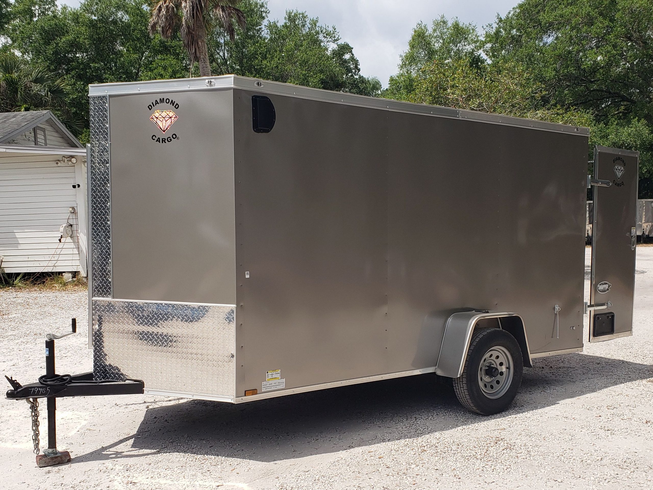 Diamond Cargo 6x12 SA Trailer - Pewter, Barn Doors, Side Door, Extra Height, Insulated - Image 24