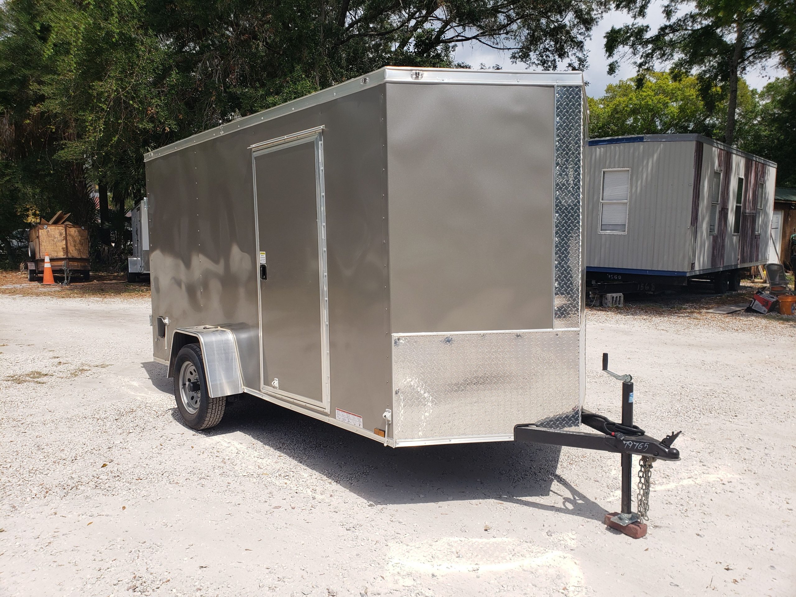 Diamond Cargo 6x12 SA Trailer - Pewter, Barn Doors, Side Door, Extra Height, Insulated