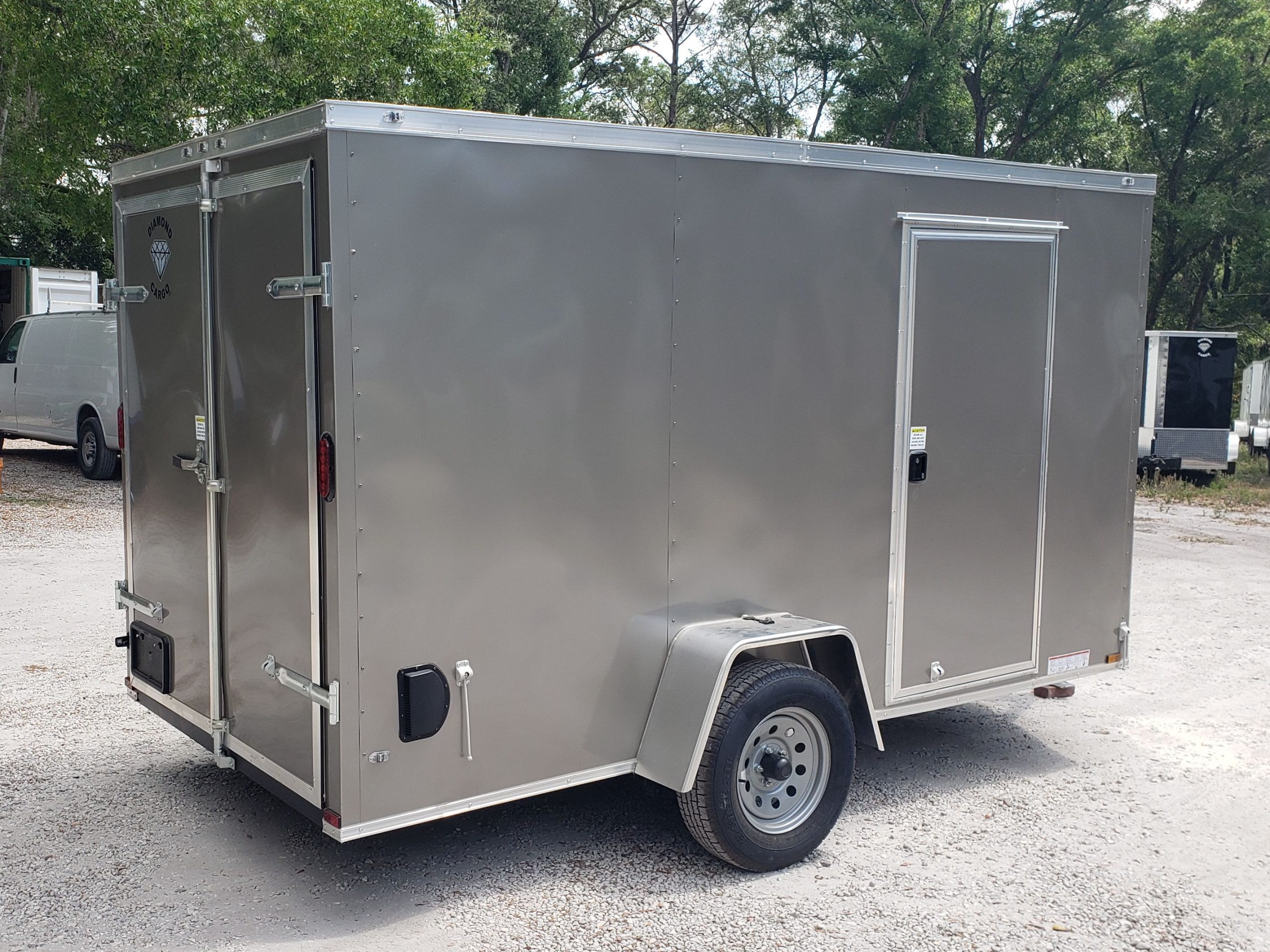 Diamond Cargo 6x12 SA Trailer - Pewter, Barn Doors, Side Door, Extra Height, Insulated - Image 14