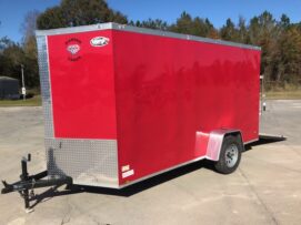 Alternative view of Diamond Cargo 6x12 SA Trailer - Red, Ramp, Side Door, Extra Height