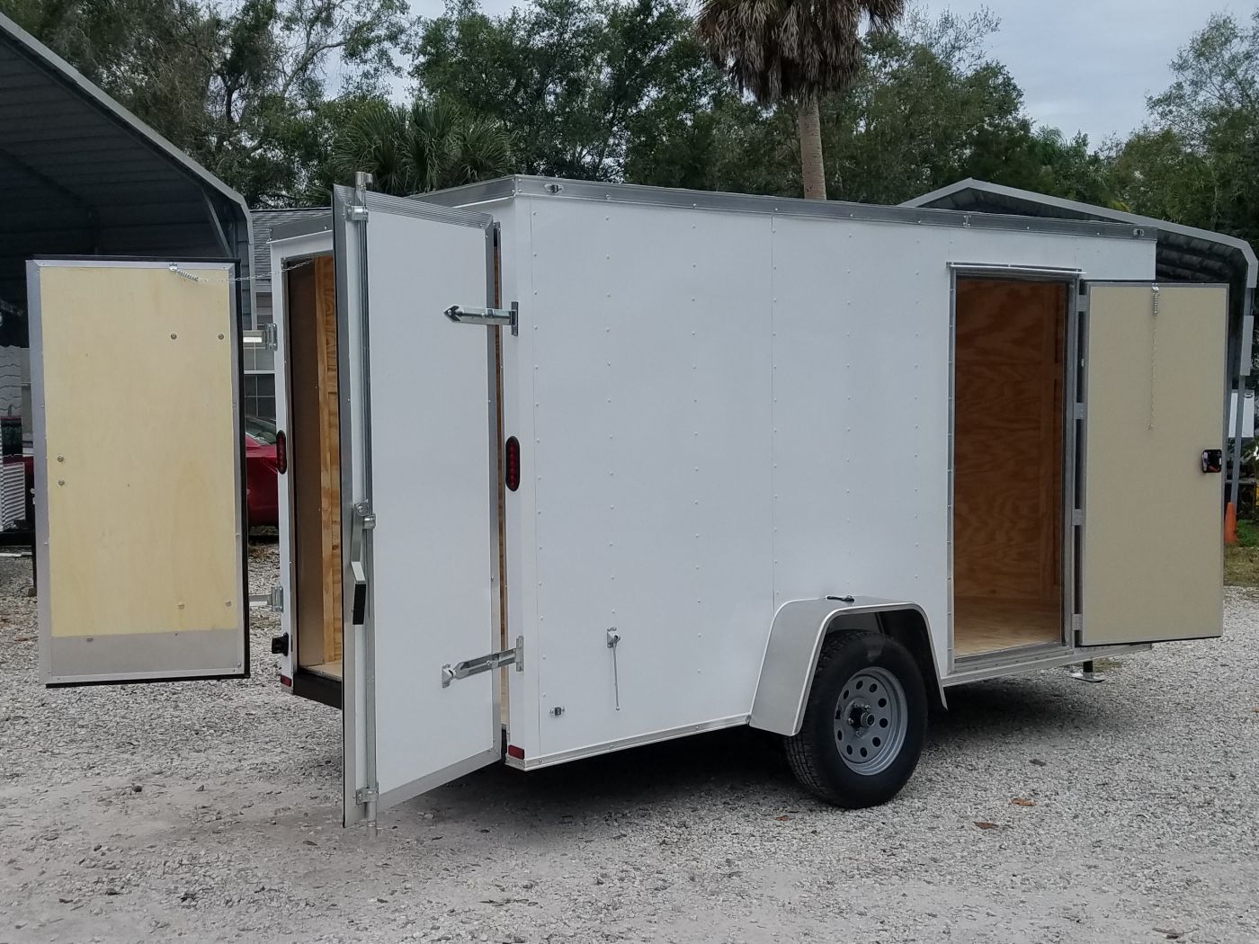 Diamond Cargo 6x12 SA Trailer - White, Barn Doors, Side Door, Extra Height - Image 6