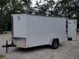Alternative view of Diamond Cargo 6x12 SA Trailer - White, Barn Doors, Side Door, Extra Height