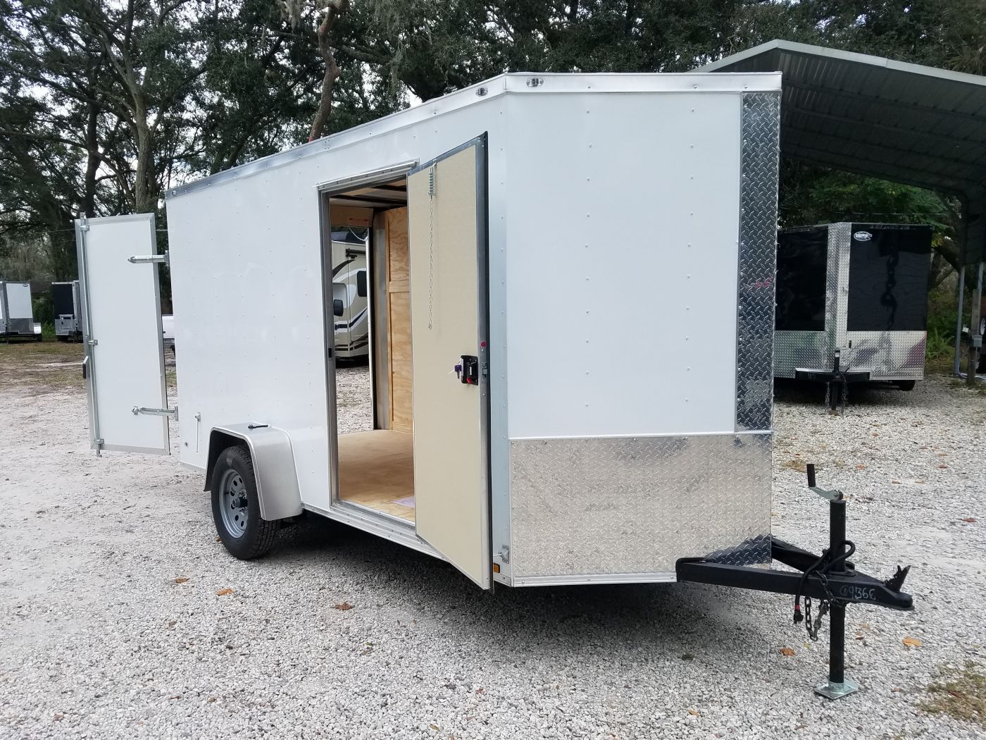 Diamond Cargo 6x12 SA Trailer - White, Barn Doors, Side Door, Extra Height - Image 14