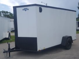 Alternative view of Diamond Cargo 6x12 SA Trailer - Embossed White, Ramp, Side Door, Extra Height, Blackout